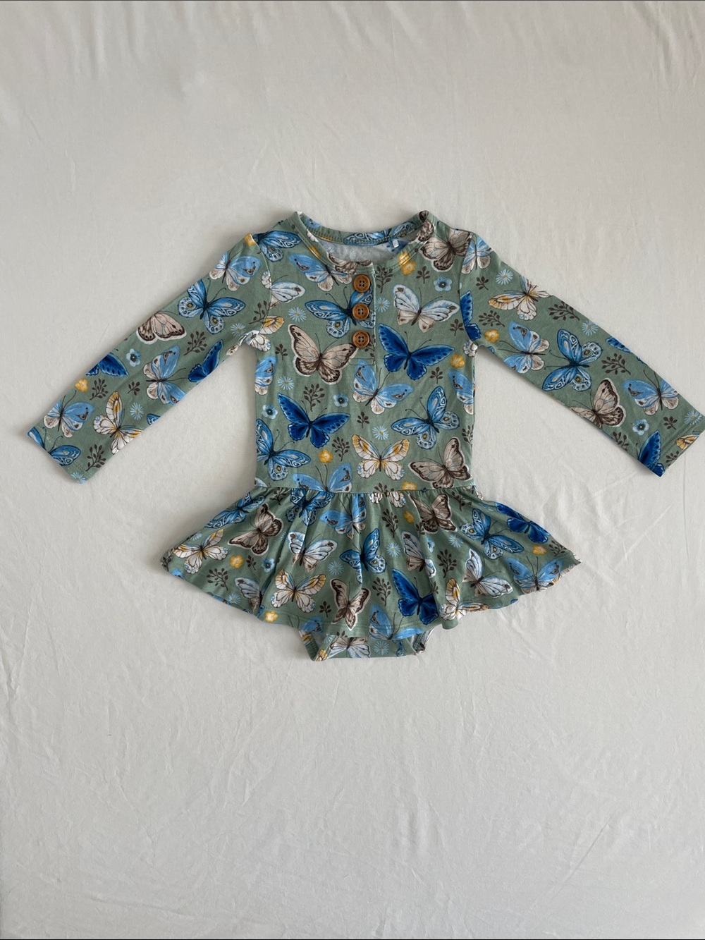 Posh Peanut Lucy Butterfly Long-Sleeve Twirl Bodysuit 12-18M (NWOT)